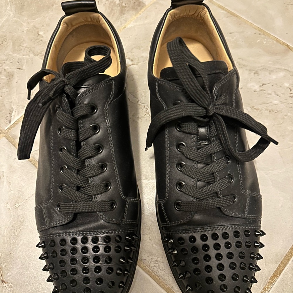 Christian Louboutin Men’s Louis Junior Spiked Low-Top Sneakers – Used (Like New)